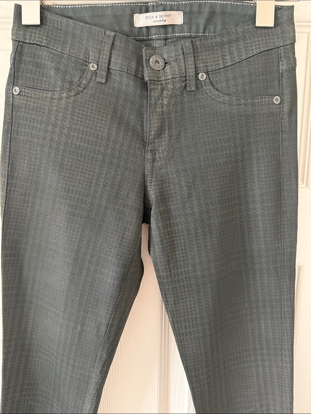Rich & Skinny Men's Gray Houndstooth Skinny Jeans